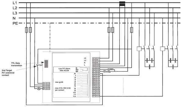 Wiring Diagram CX and CXM Power Factor Relay